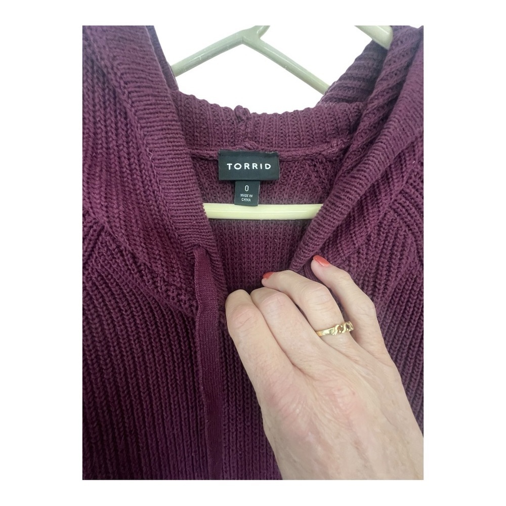 Torrid Burgundy Knit Hooded Sweater torrid size 0 - Picture 2 of 4